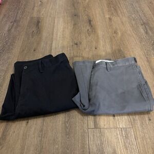 Lot Of 2 Lands End Pants Mens 36 Traditional Fit Flat Front Classic Career Chino